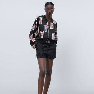 NWT zara printed silk bomber jacket